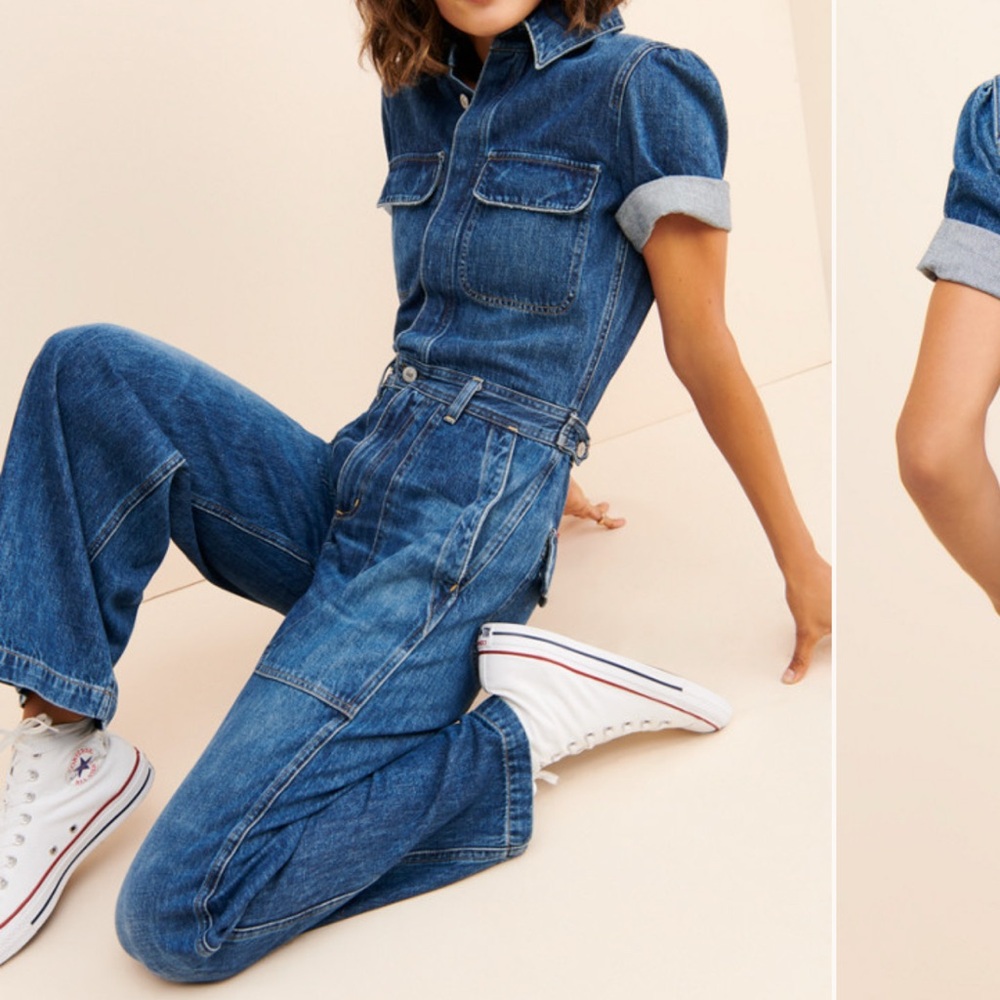 RARE Citizens Of Humanity Blue Denim Jumpsuit 6 Kardashian  workman coveralls